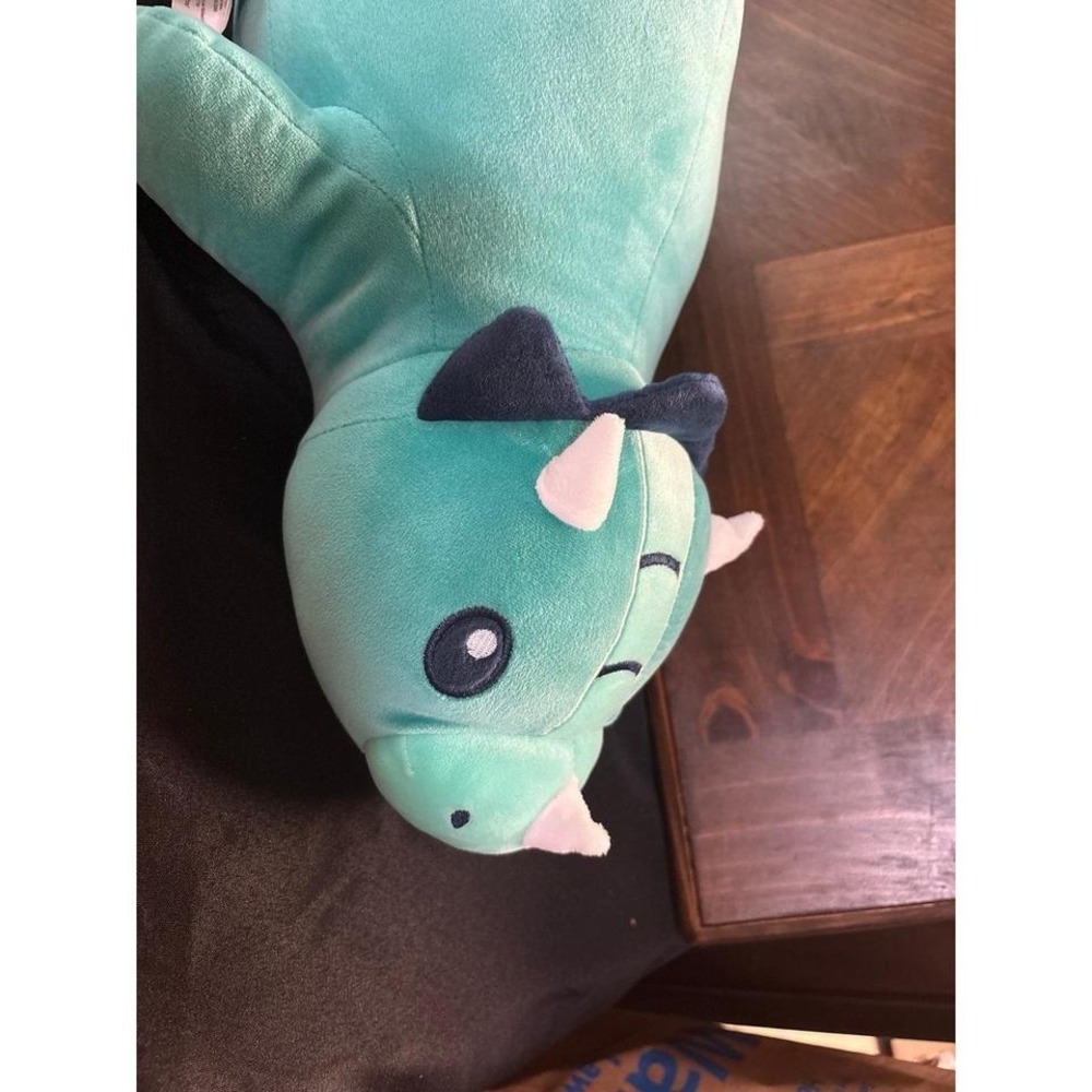 Your Zone Kids Dino Triceratops Green Weighted Plush Pillow 24" x 7" - Picture 3 of 4